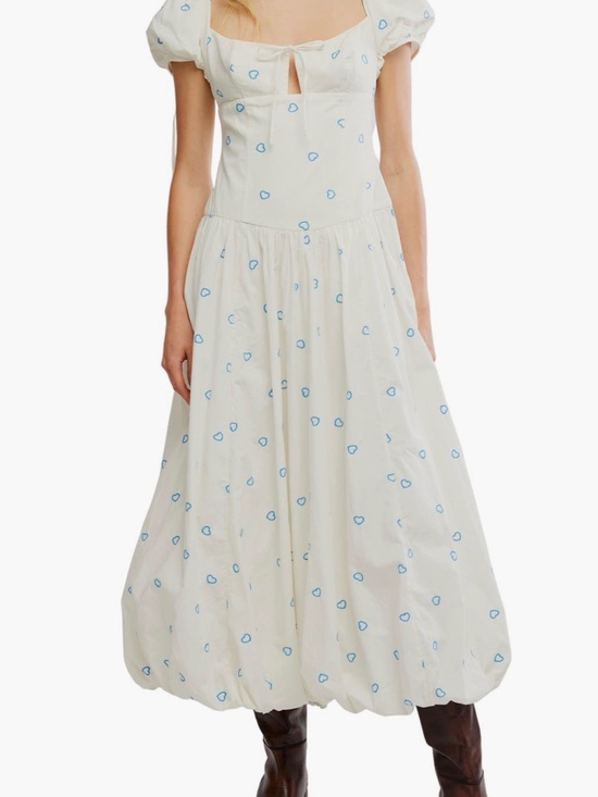 Free People Dresses & Skirts - Free People Bali Sprinkled Heart Puff Sleeve Cotton Maxi Dress